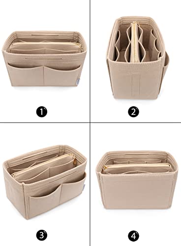 LEXSION Felt Purse Organizer Insert, Tote Bag Shaper Dividers with 5 Sizes - color: Beige, size: Slender Large