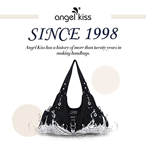 Angelkiss Hobo Purses and handbags for Women Satchel Handbag Women Purses Large Daily Shoulder Bags - color: Black