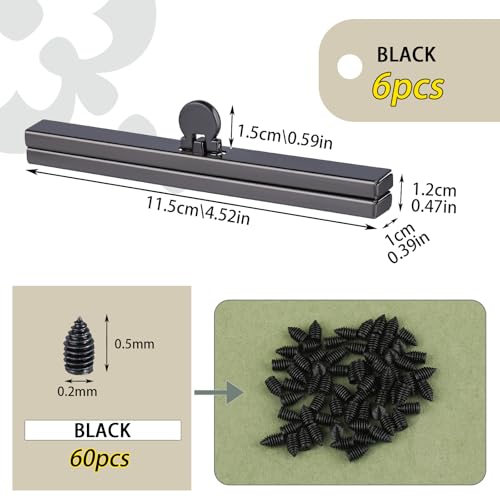BUTUZE 6pcs Bag Clasps Purse, 4.52inches Metal Purse Frame Kiss Clasp Purse Frame, Purse Clasps for Bag Making, Metal Purse Frame Wallet Clasp, Bag Clasp for Purse Making, Bag Making - color: BLACK