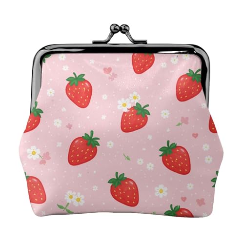 Kiss-lock Coin Purse for Women Change Purses Cute Small Coin Pouch Tiny Coin Wallet (Strawberry Pink) - color: Strawberry Pink