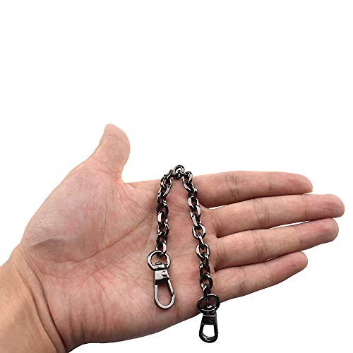 HAHIYO Mini Pochette Purse Chain Strap Thin Wide 6mm for LV Length 7.9 Inches Thick 2mm Shiny Black for Handbag Wallet Clutch Comfortable Flat Metal Strap 1 Pack - size: Black 7.9 Inches Length