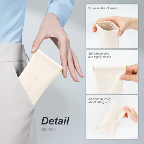 Glasses Case Soft 2 Pack - Portable Leather Squeeze Top Eyeglass Case,Soft Sunglasses Case. - color: Beige/Brown