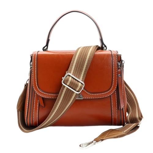 Adjustable Purse Strap with Brown Leather End - 1.5" Wide Handbags, Camera, Guitar, Phone & Crossbody Bag Replacement Shoulder Straps(Silver Hardware) - color: Brown Strap-Silver hook-T506