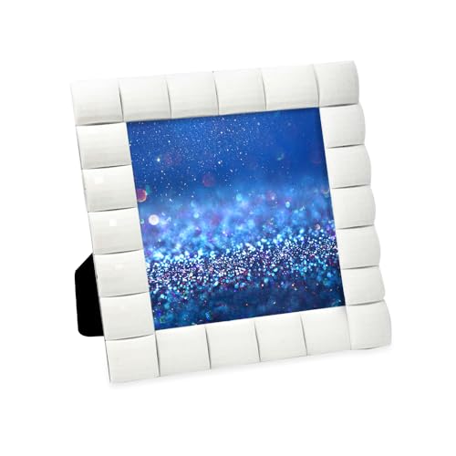 Isaac Jacobs Decorative Sparkling Jewel Picture Frame (4x4, White) | Jewel Picture Frame, Photo Display & Home Decor Two-way easel for vertical or horizontal display. Does NOT hang on wall - color: White, size: 4x4
