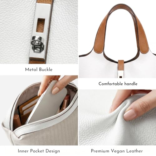 Tote Bag for Women Top Handle Handbag Satchel Bag for Women Vegan Leather Lock Design Bucket Purse for Work Evening - color: Ae