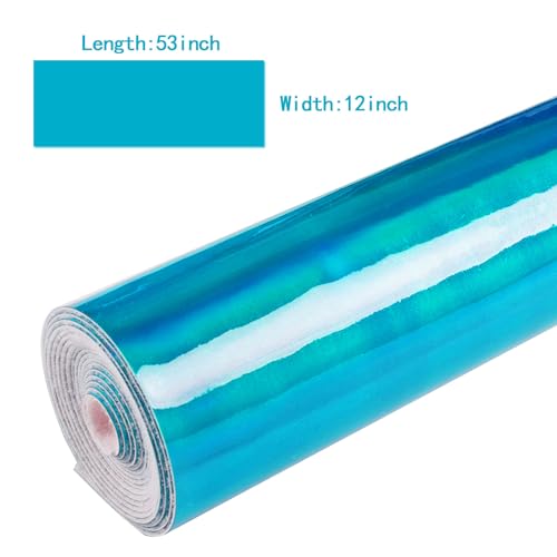HGUAN Holographic Vinyl Fabric 12"x53"(30cm x 135cm),1roll Faux Leather Sheets are Suitable for Bows,Leather Earrings and Other DIY Craft Items (Sky Blue) - color: Sky Blue