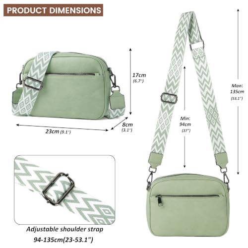 TANTOMI Small Crossbody Bag for Women, Vegan Leather Handbags Shoulder Bag for Travel, Cross Body Purse with Adjustable Strap - color: Light Green
