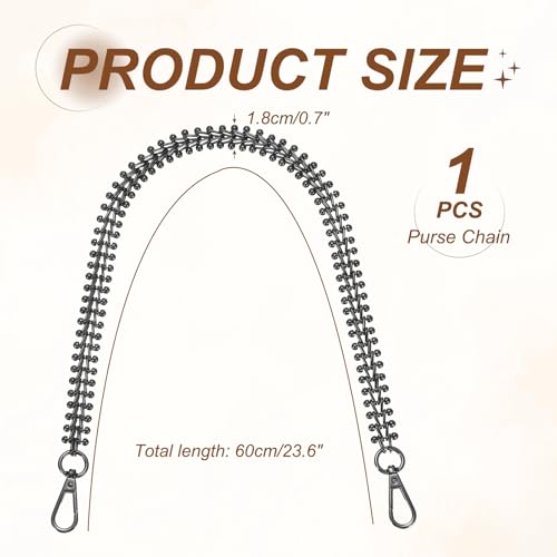 uxcell Metal Chunky Purse Chain Handle, 60cm/23.6" Bag Extender Chains Replacement with Swivel Lobster Clasps for DIY Handmade Handbag Shoulder Bags Hardware Accessories, Gunmetal - color: Gunmetal