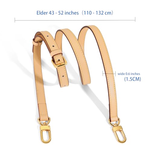 Vachetta Leather Adjustable Crossbody Strap for Leather Shoulder Strap Belt Replacement Suitable for L V Handbags - color: Width:0.6in-beige