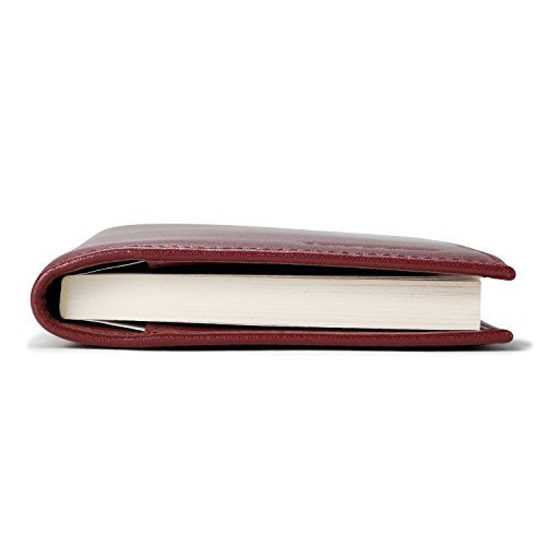 HISCOW Leather Checkbook Cover for Duplicate Checks with Pen Holder - color: Wine Red