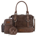 Wrangler 3Pcs Doctor Bag Sets for Women Top-handle Satchel Bag with Cell Phone Handbag and Coin Purse - color: Eye-catching Coffee