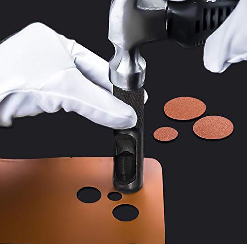 Spurtar Hollow Punch Set 9 Pieces 2.5-10.0mm Leather Punch Set Kit (Black) | Heavy Duty Carbon Steel Round Leather Hole Tool for Watch Cloth Belt Gaskets with Storage Bag