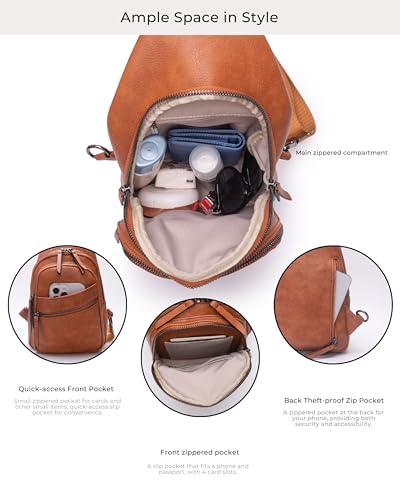 Alldaily Large Sling Bag for Women Crossbody Purse Leather Fashionable Trendy Chest Bag for Travel, Fanny Pack (Brown) - color: Brown