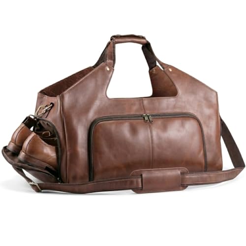 Full-Grain Leather Weekender Bag for Men 'Leather Wanderer' Small Weekend Carry-On Genuine Leather Travel Duffel Carry On Overnight Gym Bag