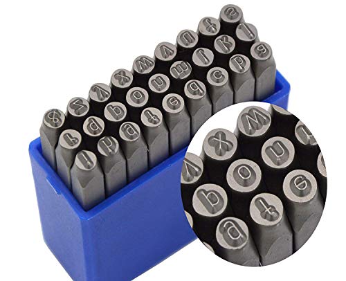 27pcs Heavy Duty Steel Stamp Lowercase Letter 5/64 2mm Hand Stamping Character Mark Code Alphabet Punch Kit for Bracelet Ring Jewelry Sheet Metal Plate Making Mold Die - size: 2mm Lowercase Letter