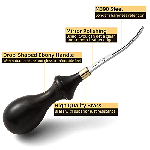 WUTA M390 Die Steel Leather Edge Beveler PRO 0.35mm 1PCS Skiving Craft Work Tools Cutter Edger Creaser Skiver Supplies Professional Design Bevelers Leathercraft Kit Ebony Handle - size: Size 0 (0.35mm) M390