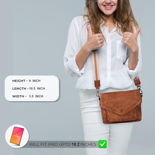 Ozora Genuine Leather Crossbody Purse for Women, Shoulder Bag - color: Tan Coin Web