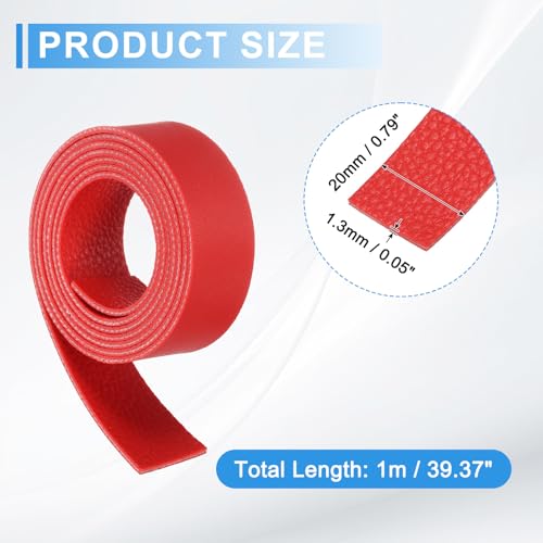uxcell Leather Straps, 0.8 Inch Wide 39 Inch Long Soft Flat Leather Strips Cord for Craft Projects Tooling Belt Bag Making, Red - color: Red, size: 0.8 Inch Wide 39 Inch Long