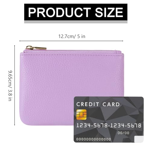 Chelmon PU Leather Coin Purse Pouch Change Holder Small With Zipper for Men Women 2 PCS Set (Black&Purple) - color: Black&Purple