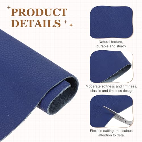 MECCANIXITY 1 PCS Top Grain Leather Sheet 11.8 x 7.9 Inch Natural Cow Leather 1.5-1.8mm Fabric Pieces for DIY Craft Furniture Office Belts Notebook Covers, Dark Blue - color: Dark Blue, size: 1.5-1.8mm