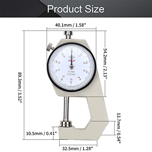 Utoolmart Dial Thickness Gauge, Flat Head Thickness, 0-20mm Tester Dial Measuring Tool for Paper Leather Cloth Paper, Film, Wire 1 Pcs - size: Flat Bottom 0-20MM