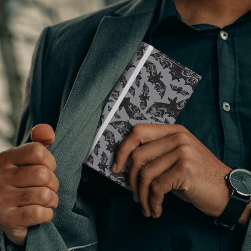 Checkbook Cover for Personal Checkbook, Cute PU Leather Check Book for Women & Men, Slim Checkbook Holder with Pen Holder and Built-in Clear Plastic Divider Gray Bats - color: Gray Bats