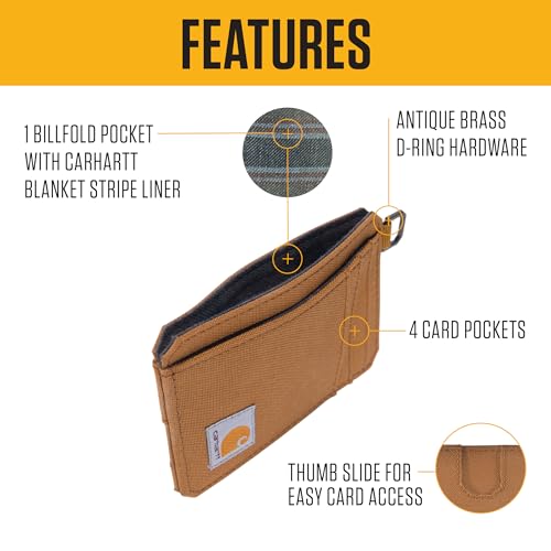 Carhartt Nylon Duck Front Pocket Wallet Black | Mens 700D, Wallets, RFID-Blocking with Trifold and, Options, Front Pocket - color: Black (Front Pocket)