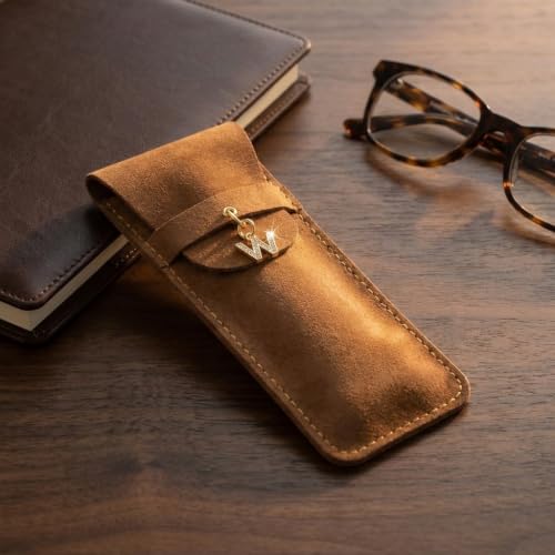 Personalized Initial PU Suede Pen Pouch - Office and Professional Storage Accessory, Ideal Gift for Coworkers (W) - color: W