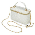GAYI URBAN Samll Quilted Square Crossbody Bags for Women | Mini Designer Box Clutch Purses with Adjustable Chain Strap - color: White