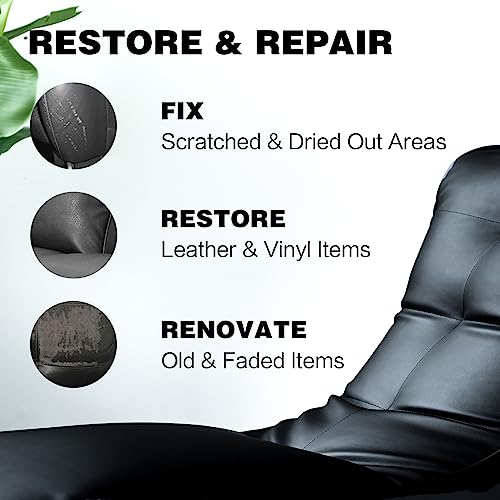 Leather Recoloring Balm, Color Restorer Conditioner, Leather Dye for Furniture, Couch Paint and Repair, Scratch Remover, Leather Color for Couches, Leather Repair Kits - color: Black