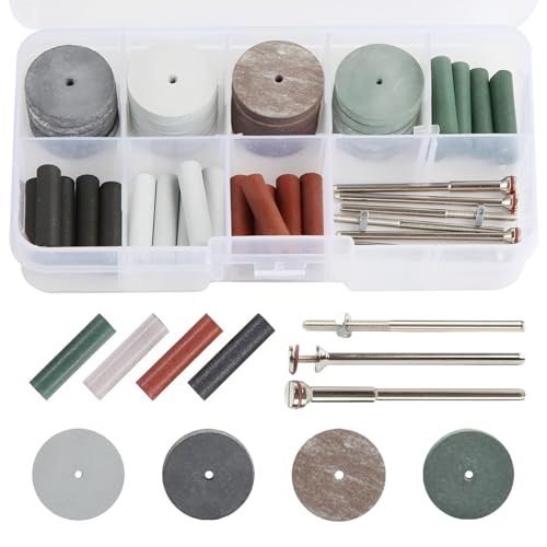 Silicone Polishing Wheels Kit 40 Pcs Silicone Wheel + 6 Pcs Mandrel Shank | Colorful, For Dental Labs, Jewelry, Jade and Wooding