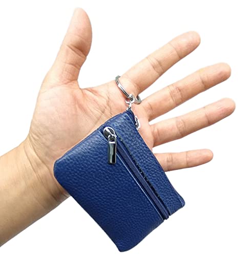 Keychain Purse Small, iToolai Women's Genuine Leather Zipper Mini Coin Bag Credit Card Holder (Royal Blue) - color: Royal Blue