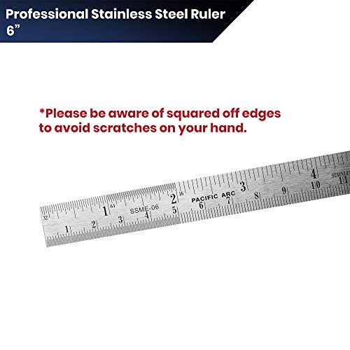 Pacific Arc 6 Inch Stainless Steel Ruler with Inch/Metric Conversion Table, 2 Pack - style: 2 Pack | 6 in