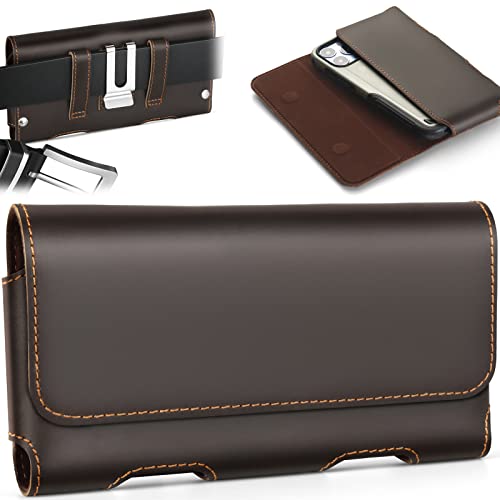 Gcepls Leather Phone Holster for iPhone SE, iPhone 8, 7, 6s,Premium Cowhide Leather Phone Belt Holder Pouch with Belt Clip, Magnetic Closure Cell Phone Holster Case (Fits Otterbox Commuter Case on) - color: Dark Brown, size: Small (5.6x2.95x0.6”)