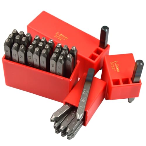 36pcss Heavy Duty Steel Stamp Uppercase Letter and Number 3/32 2.5mm Hand Stamping Character Mark Code Alphabet Punch Kit for Metal Jewelry Crypto Plate Leather - size: 2.5mm Number&Letter