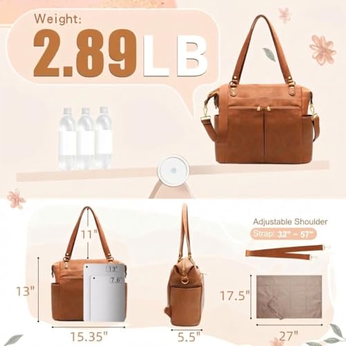 MOMINSIDE Diaper Bag Tote Convertible Diaper Bag Backpack Tote Leather | 4 in 1 Baby Bag Hospital bag 13 Pockets Travel Diaper Tote Pañaleras Para Bebe with Changing Pad for Mom & Dad(Brown) - color: Brown
