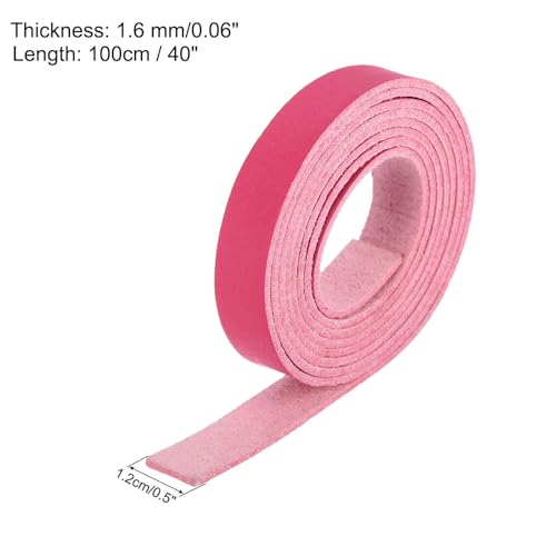 MECCANIXITY Leather Straps Strip Belt 1.2cm(0.5" Width) 100cm(40" Length) Leather Strips String Bright Pink for DIY Craft, Jewelry, Key Chains - color: Bright Pink, size: 1.2cm x 100cm