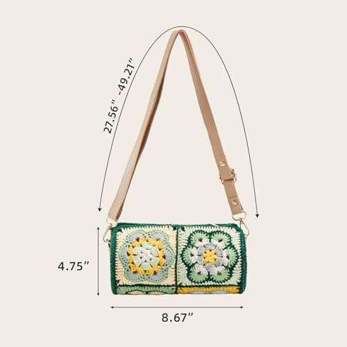 Noocro Crochet Kit for Cylindrical Bucket Bag, Purse, Complete DIY Kit with Detailed Instructions, Video Tutorials, for Beginners with Basic Crochet Knowledge or Intermediate and Advanced Crocheters - color: Spring Meadow