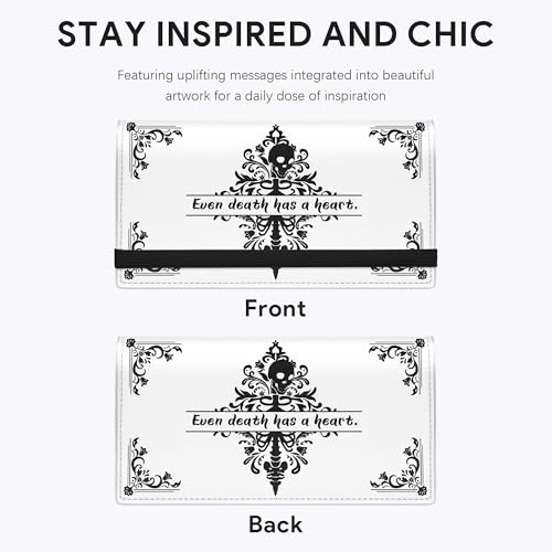Tipmile Checkbook Covers for Personal Checkbook, PU Leather Checkbook Holder for Women and Men with Elastic Band, Effortless Sophistication - color: K Even Death
