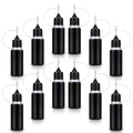 12pcs Black Precision Tip Applicator Bottles 10ml Fine Metal Needle Tip Squeeze Bottles for Glue Liquid Acrylic Painting DIY Paper Quilling Crafts Leak-Proof with Protective Caps
