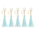 uxcell Leather Keychain Tassels, Women Tassel Bag Charm with Lobster Clasp Key Ring for Handbag Purse - color: Sky Blue