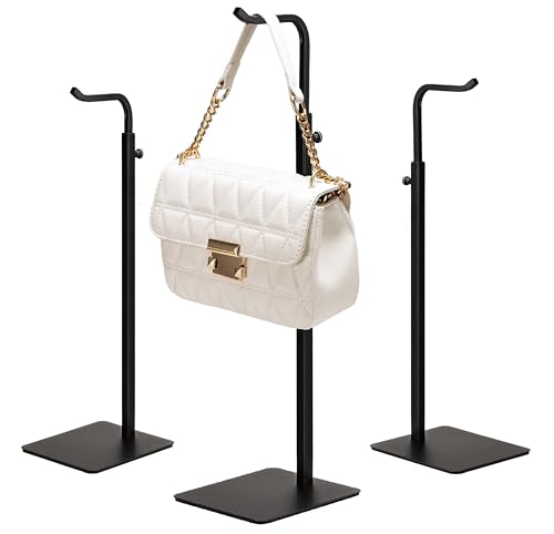 3-Pack Adjustable Tabletop Purse & Banner Display Stands, Black | Tabletop hook holders display handbags, wreaths and banners in closets, on desks or in retail settings. - color: Black
