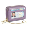 imeetu Rfid Credit Card Holder, Businese Card Case, Wallet for Women Men | Genuine Leather Card Wallet with id Window, Keychain & Double Zipper, Water-resistan Small Wallet with Gift Box, Daily Travel - color: Max - Light Purple