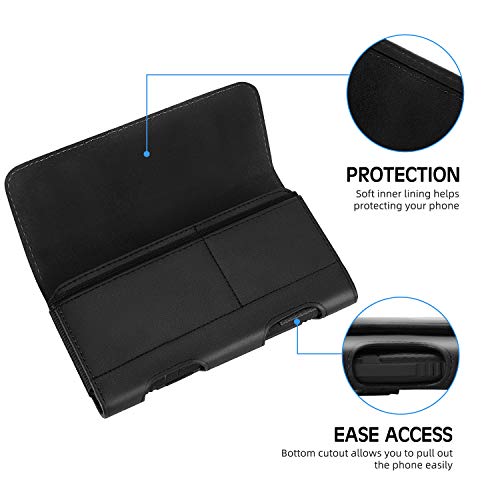Mopaclle Leather Phone Holster with Heavy Duty Metal Belt Clip and Card Holder, Compatible with Samsung Galaxy S26/S25/S24/S23/S22 Ultra, Note 20/10 Series, and A17/A17F/A17M Series - Black - color: 01-Leather- Black, size: XL(6.85x3.6x0.75)
