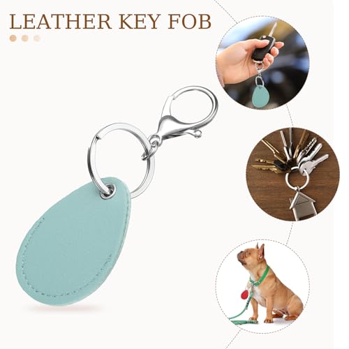 uxcell 4pcs Leather Key Fob, PU Leather Car Keychain Blanks Key Holder with Key Rings for Key ID Cards DIY Laser Engraving - color: Light Blue