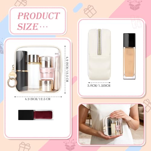 4.9" Clear Small Makeup Bag for Purse, TPU Mini Cosmetic Bag with Ring Buckle, Portable Small Makeup Travel Toiletry Pouches for Women, Birthday/Wedding/Christmas (Black) - color: Clear-Single-sided Black