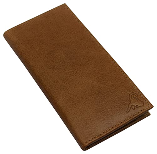 Genuine Leather Checkbook Cover For Men & Women Checkbook Holder Wallet RFID Blocking USA Series (Tan Plain) - color: Tan Plain