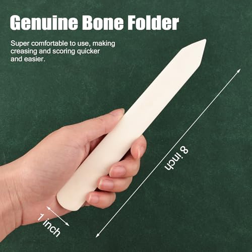 Lineco Genuine Bone Folder Large 8" x 1", Used for Bookbinding | Great for Scoring, Folding and Creasing Paper Projects, Scrapbooking, Cards, DIY. Ideal for Leather, Handmade Crafts