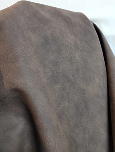 NAT Leathers | Dark Brown Tumbled Nubuck Calf Soft Faux Vegan Leather PU (Peta Approved Vegan) | 3 Yards Cut by Yard | Pleather 0.9 mm Nappa Upholstery | 108"x54" (Cafe Brown Nubuck) - color: Cafe Nubuck, size: 3 yards (108"x54")