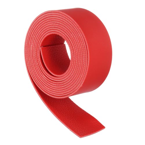uxcell Leather Straps, 1.2 Inch Wide 79 Inch Long Soft Flat Leather Strips Cord for Craft Projects Tooling Belt Bag Making, Red - color: Red, size: 1.2 Inch Wide 79 Inch Long
